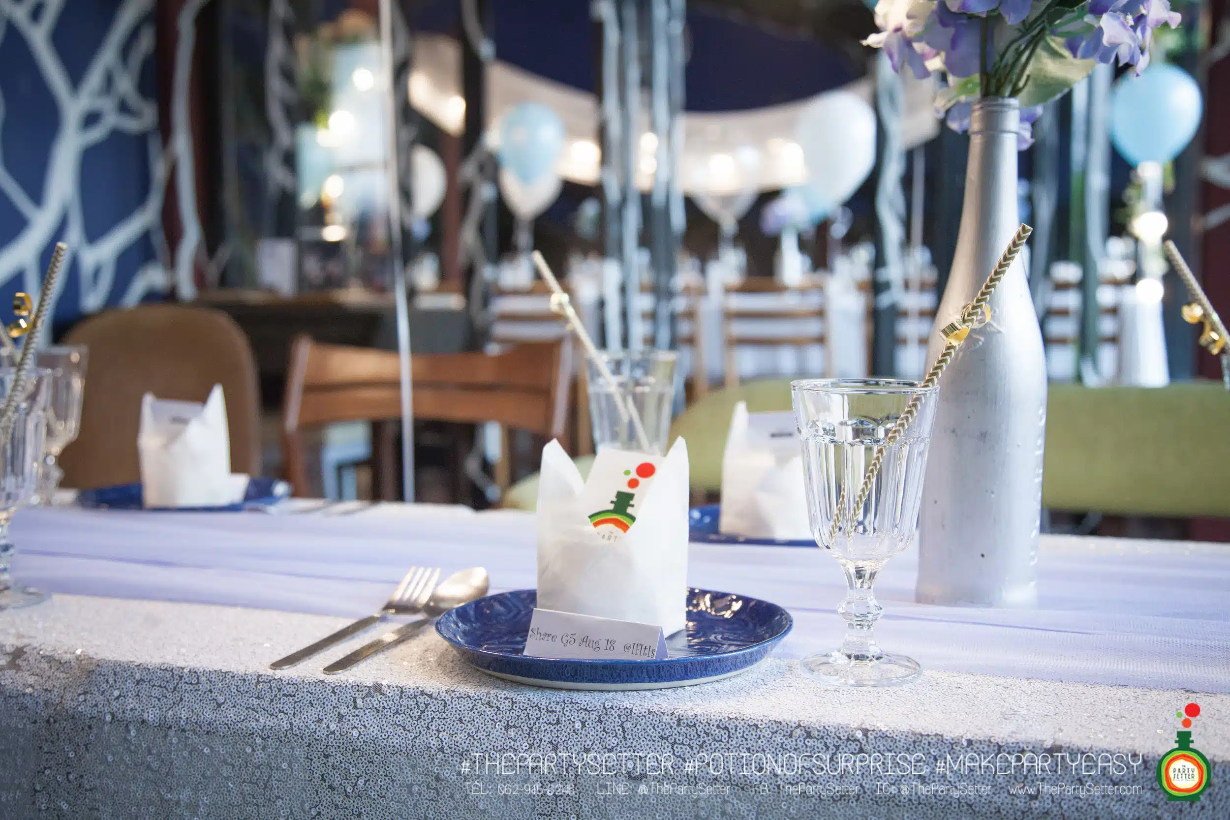 WHITE AND BLUE 13 the party setter colorful theme White Blue 19
