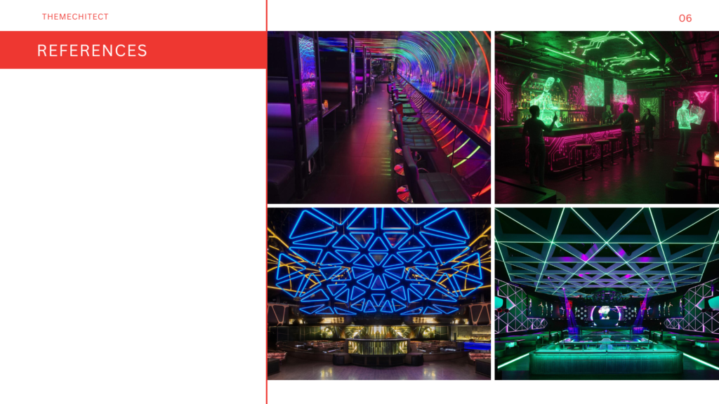 ตกแต่งร้านกลางคืนที่ได้รับความนิยม Neon To The Future 